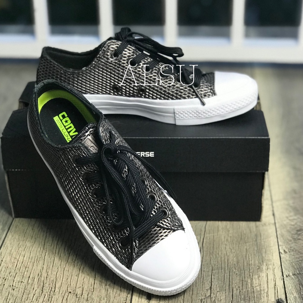 NWT Converse Ctas || OX Black Silver W AUTHENTIC - Picture 2 of 7